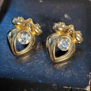 1980s Golden Bow Stud Earrings - Vintage Celestial Charm
